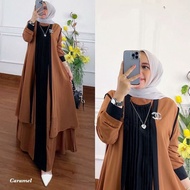 Setelan Gamis Rompi Panjang 2In1 Dress Kondangan RANAYA SET CERUTY BABYDOL FURING DAPAT OUTER INNER