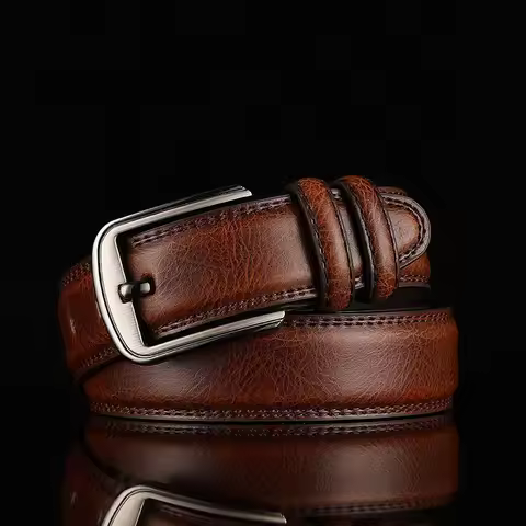 Belt Men's Belt Men's Belt Boys' Real Cowhide Pin Buckle Belt Brown Middle-aged Youth Casual Men's B