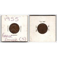 ATHENTIC 1930 USA 1955 P Lincoln Wheat Cent Error Double 5 Americana