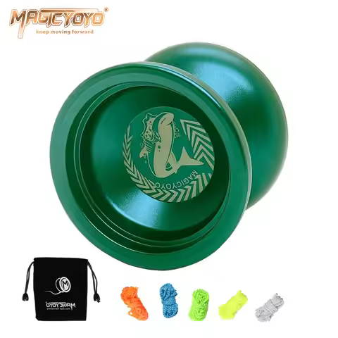 MAGICYOYO N12 Shark Metal Yoyo Unresponsive Bearing Yoyo Ball with 5 Ropes Sand Blasted Finish Workm