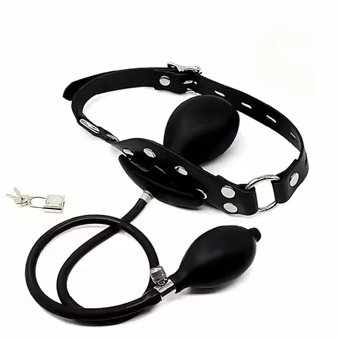 Liquid Silicone Inflatable Bondage Mouth Plug Gag With Oral Stuffed Open Mouth Ball Stick For Passio