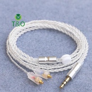 [T&O-t] HiFi Earphone Upgrade Cable MMCX 3.5mm 1.2m Silver Plated Core Cable For  IE200/IE300/IE600/