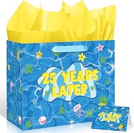 Innovoscape Ocean Pineapple 25th Birthday Gift Bag with Tissue Paper Card Blue Ocean 25th Birthday W