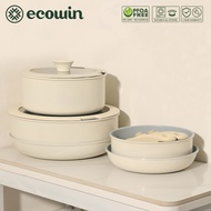 ecowin 12PCS Ceramic Rock Non Stick Cookware Set Handle Removable Pan Set Induction Cookware Set (NO