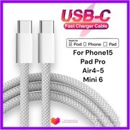 สายชาร์จสำหรับไอโฟน 15-16 สายชาร์จถัก Type C to Type C ช่องเสียบเป็น Type c ทั้ง 2ด้าน รองรับชาร์จเร