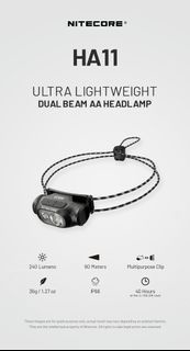 NITECORE HA11 240 流明 AA 電池 1P66 防護等級 頭燈 headlamp