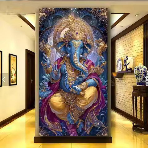 Amazing Vibrant Lord Ganesha and Spiritual 5D DIY Diamond Painting Full Round Diamond Mosaic Embroid