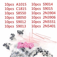12valuesX10pcs=120pcs A1015 C1815 S8550 S8050 S9012 S9013 S9014 S9015 2N3904 2N3906 2N5551 2N5401 TO