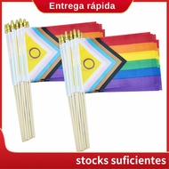 50 Pack Intersex Progress  Pride Stick Flag Small Mini Rainbow Hand Held LGBTQ Flags,5x8 Inch
