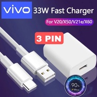 33W Charger VIVO Y33T Y76 V23e V23 V21 V21e V20 V20 SE V19 X50 X60 Flash Charge2.0 Adapter With Type