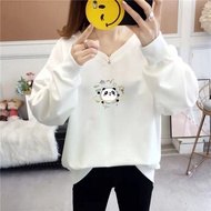 Aiyiyi Long-Sleeved T-Shirt Printed Top Preppy Style Medium Large Size M-5XL Loose Sweatshirt Cover 