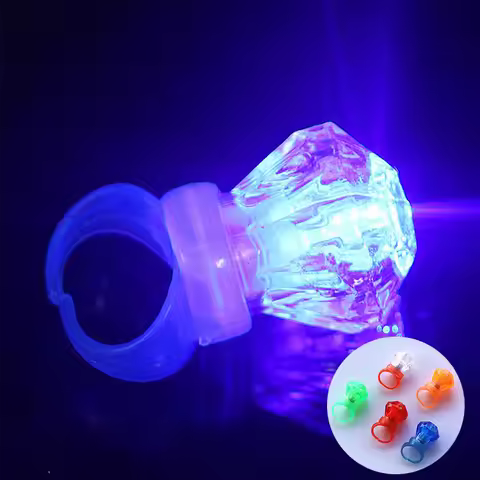 Light Up Diamond Ring Imitation Big Diamond Ring Finger Light Night Led Flashing Children's Finger R