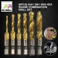 AA MALL [6PCS] M MALL 4341 3IN1 / M35 M3-M10 HSS HIGH SPEED TITANIUM SCREW TAP HEX SHANK COMBINATION