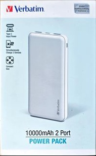 Verbatim 10000mAh 2 Port Power Pack連type c充電線