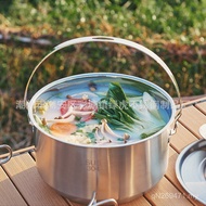 Wooden Handle Portable Cookware 304 Foldable Outdoor Camping Outing Frying Pan Non-Stick Pan Bamboo 