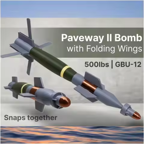 3D Printing 1:14 Scale GBU-12 Paveway II Model Kit, 500lbs Replica with Folding Wings, for Hobby Col