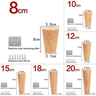 1 Pcs 8-20cm Height Solid Wood Furniture Legs Inclined Cone Sofa Feet