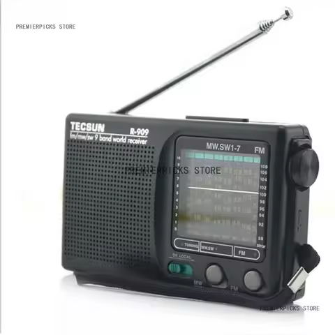 TECSUN R-909 AM/FM/SW Radio 1-7 9 Bands World Band Receiver Portable Radio FM: 87.0-108MHz/ŸMW: 525-