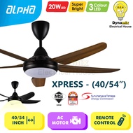 ALPHA Cosa Xpress LED Ceiling Fan with Light 40" 54“ | 5 ABS Blades | 3 Color LED | Remote Control | Kipas Siling | 风扇