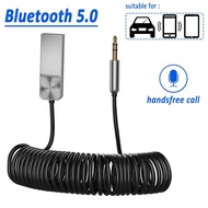 ตัวรับสัญญาณ Bluetooth 5.0 รถ AUX 3.5mm Jack Wireless Audio Transmitter USB Dongle BT 5.0 Stereo Hands-free call Mic Music adapter