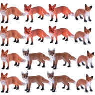 16 Pcs Fox Toy Figures Set Red Foxes Figurines PVC Plastic Fox Toys Realistic Miniature Fox Mini Red