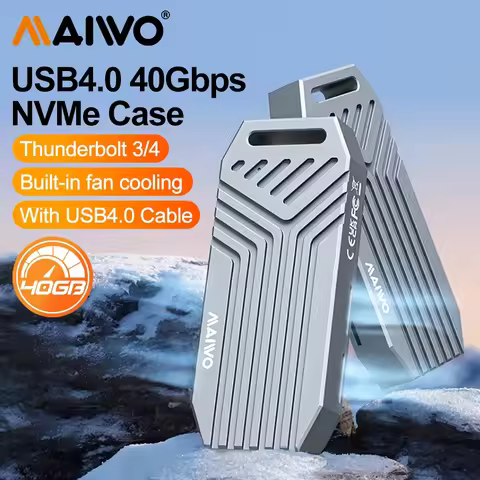 MAIWO 40Gbps USB 4 M.2 NVMe SSD Enclosure Aluminum Hard Drive Case with Cooling Fan Compatible with 