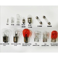 Universal Car Halogen Bulb - T5 / T10 / T15 / 4038 / 1156 / 1141 / 1016 / T20 / T20 AMBER / ROOM LIG