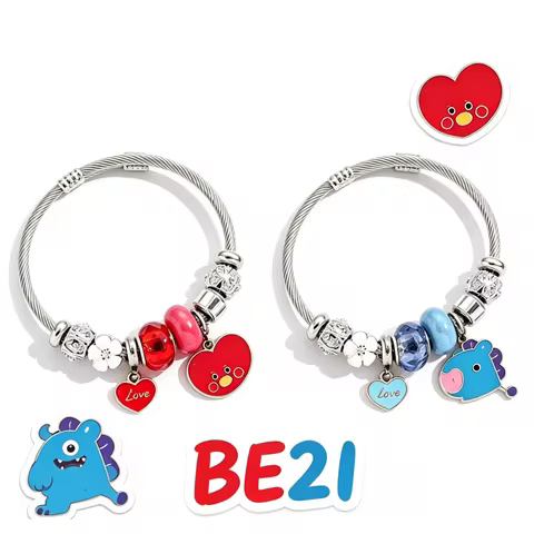 BTS BT21 KOYA RJ CHIMMY TATA 2D Cartoon DIY Bracelet Anime Peripheral Fashion Trend Cute Accessories