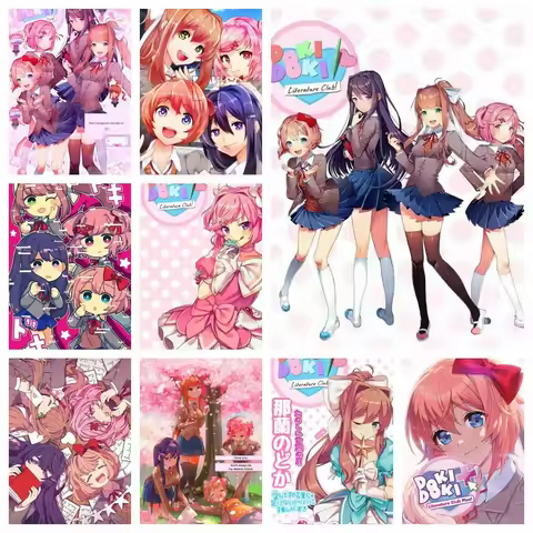 Doki D-oki Literature Club Game 5D DIY Full Square Round Diamond Painting Home Living Room Bedroom B