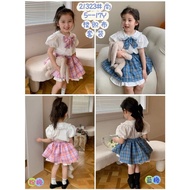 ️ Short-Sleeved Preppy Style Suit Girls Cute Top+Hakama 21323
