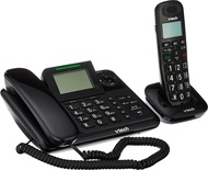 VTECH CS6147 Digital CORDLESS CORDED Combo Phone with Big Buttons and PxBOOSTER Black (CS6147)