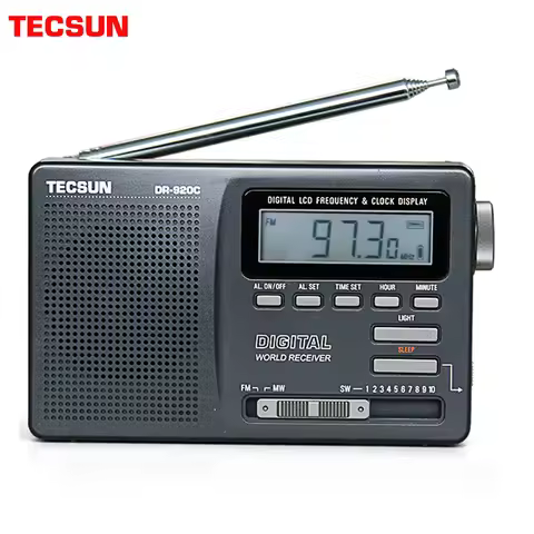 TECSUN DR-920C Black Alarm clock Radio Digital Portable Display FM/MW/SW Multi Band with High sensit