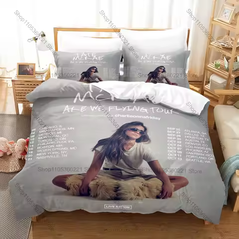 Cool Pop Music Bedding Set 3Pcs Tate McRae Exquisite Print Stylish Home Decoration for Fans Pillowca