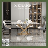 MERAKEE Customized Marble Like Sintered Stone Dining Table Dining Room Furniture Gold/Black Leg F002