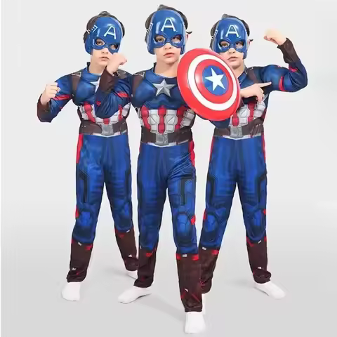 Cosplay Muscle Costume Shield Halloween Costume for Kids Boys Superhero Kids Captain America Costume