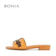 Bonia Camel Marcella Monogram Slide Sandals | Kasut Sandal