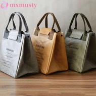 MXMUSTY Kraft Paper Bags Outdoor Travel Thermal Breakfast Organizer Large Capacity Lunch Bag Insulation Package Cooler Lunch Box Bag Reusable Tote Canvas Lunch Bag