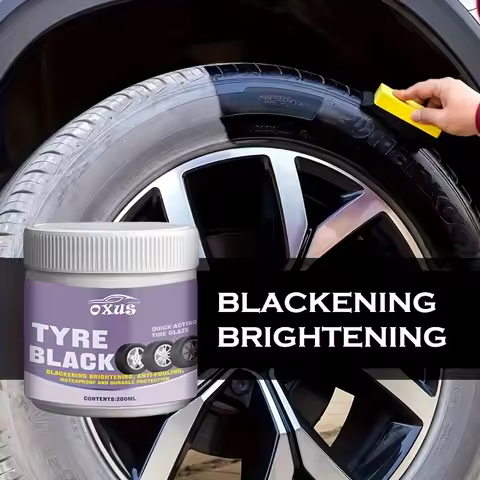 Car Tire Shine Wax - Long-Lasting Black Shine & Protection, Plastic Parts Brightener, Anti-Aging, Du