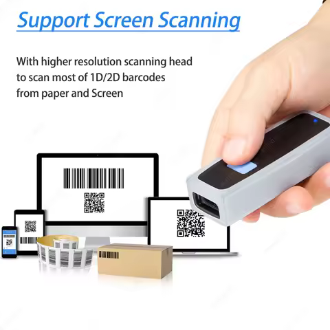Wireless Bluetooth Mini Barcode Scanner Pocket Portable 1D 2D Bar Reader QR Code Reader PDF417 Andro