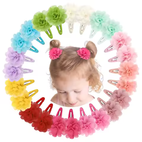 6Pcs Cute chiffon flower Anti slip bangs hair clip princess hair accessory suitable for girls daily 