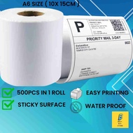 Thermal roll paper  A6  Paper 500pcs Waybill Sticker Kertas Thermal Roll Shopee JnT  Shipping Courier Airway Waybill