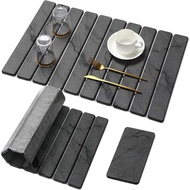 Large Stone Dish Drying Mat for Kitchen Counter, Quick Dry Stone Dishes Mats,Foldable Water Absorbin