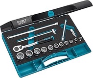 HAZET Socket Wrench Set, 12 Angle, 880ZN-1, Insertion Angle: 0.37 inches (9.5 mm), 16 Pieces, 1 Set