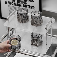 Food tray Cup tray Acrylic cup tray Two-tier water cup tray family living room tray 2-tier shelf