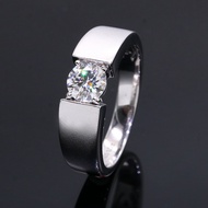 1ct moissanite man ring 6.5mm round brilliant cut white VVS moissanite diamond ring men silver ring
