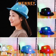 WEY Jazz Hat  Fashion Stage Performance Flashing Led Fedora Trilby