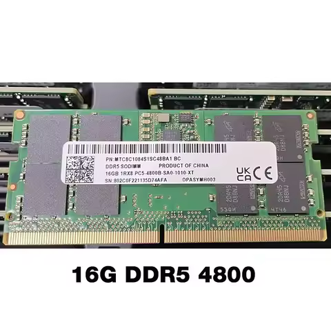 1PCS RAM 16GB 1RX8 PC5-4800B For MT Laptop Memory MTC8C1084S1SC48BA1 16G DDR5 4800