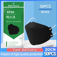 【Ready Stock & COD】ZOCN 100pcs kf94 Face Mask new design Multicolor Washable pm2.5 Reusable Protecti