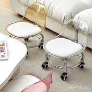 Low Low Low Acrylic Seam Low Stool Mobile Supply Chain Beauty Upgrade Metal Bracket with Chair Wheel