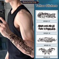 BEAUTYSTARTING Herbal Juice Temporary Tattoo Waterproof Sweatproof English Script Sticker for Chest 
